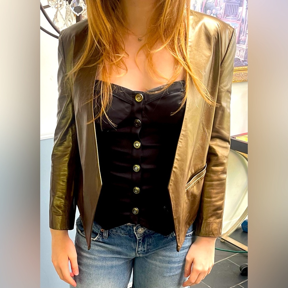 PARKER Bronze Leather Jacket Size S